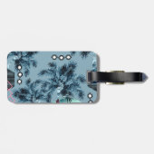 Palm Hawaiian blue monogram gepersonaliseerd Bagagelabel (Achterkant horizontaal)