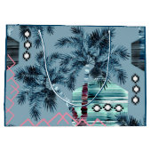 Palm Hawaiian blue monogram gepersonaliseerd Groot Cadeauzakje (Achterkant)