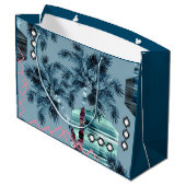 Palm Hawaiian blue monogram gepersonaliseerd Groot Cadeauzakje (Achterkant Gekanteld)