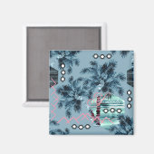 Palm Hawaiian blue monogram gepersonaliseerd Magneet (Voorkant / Achterkant)