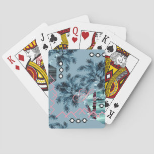 Palm Hawaiian blue monogram gepersonaliseerd Pokerkaarten