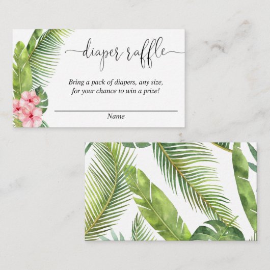 palm hibiscus baby shower diaper raffinagekaarten informatiekaartje (Voorkant / Achterkant)