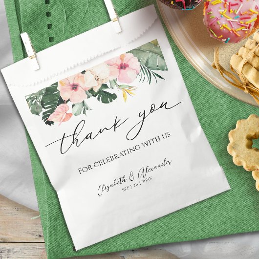 Palm hibiscus tropisch | Dank je bruiloft Bedankzakje