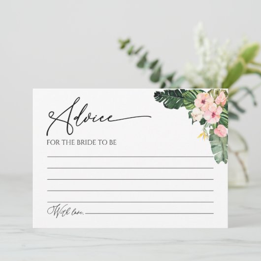 Palm Hibiscus Tropisch Vrijgezellenfeest Advies Ka Kaart (Staand voorkant)