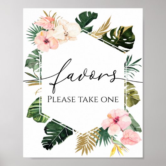 Palm Hibiscus Tropisch Vrijgezellenfeest Favoriete Poster (Voorkant)