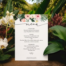 Palm Hibiscus Tropisch Vrijgezellenfeest Menu Kaar