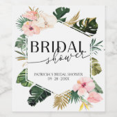 Palm Hibiscus Tropisch Vrijgezellenfeest Wijnlabel Wijn Etiket (Enkel label)