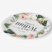 Palm Hibiscus Tropische Bloem Bruidsdiner Papieren Bordje (Gekanteld)