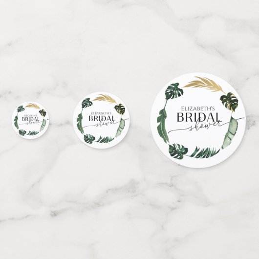 Palm Hibiscus Tropische Bloem Bruidsdouche Confetti (Achterkanten)