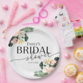 Palm Hibiscus Tropische Bloem Bruidsdouche Papieren Bordje (Feest)