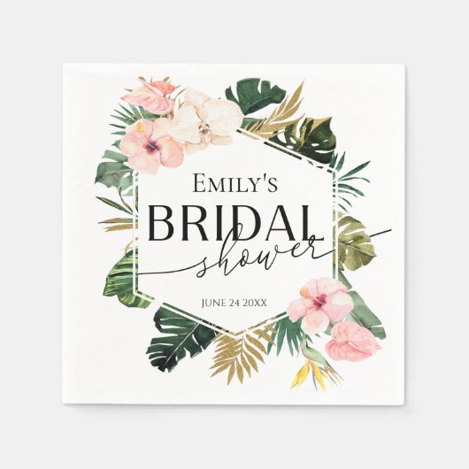 Palm Hibiscus Tropische Bruidsdiner Servetten (Voorkant)