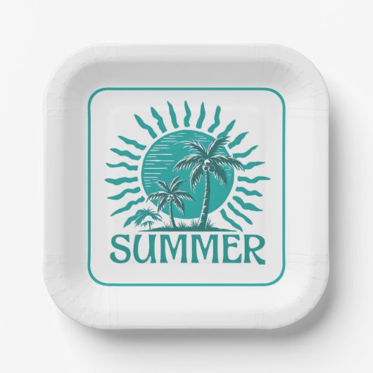 Palm Hug Summer Vibes Papieren Bordje (Voorkant)