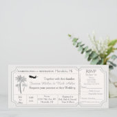 Palm Huwelijksbestemming Ticket Uitnodiging RSVP (Staand voorkant)