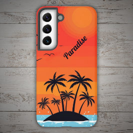 Palm Island onder rode lucht met vogels Samsung Galaxy Hoesje