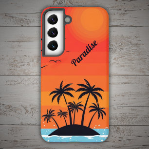 Palm Island onder rode lucht met vogels Samsung Galaxy Hoesje