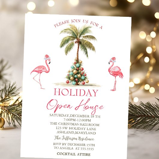 Palm Kerstballen Flamingo's Kerst Open Huis Kaart