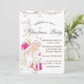 Palm Kerstboom, Glitter, Roze Kerstfeest Kaart (Staand voorkant)