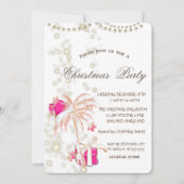 Palm Kerstboom, Glitter, Roze Kerstfeest Kaart (Voorkant)