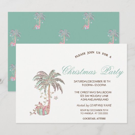 Palm Kerstboom Kado Kerstfeest Party Kaart (Voorkant / Achterkant)