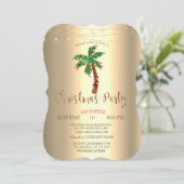 Palm Kerstboom Slingerlichtjes Goud Kaart (Staand voorkant)