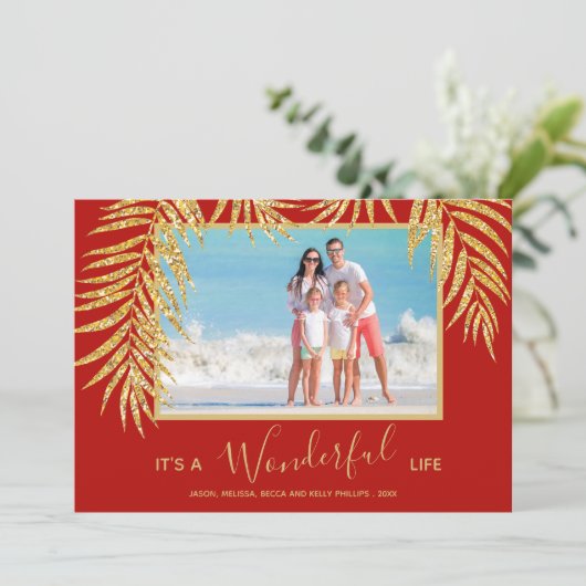 Palm-kerstfoto Feestdagenkaart (Staand voorkant)