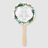 Palm krans bruiloft programma handwaaier (Achterkant)
