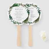 Palm krans bruiloft programma handwaaier (Voorkant en achterkant)
