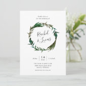 Palm krans bruiloft uitnodiging (Staand voorkant)