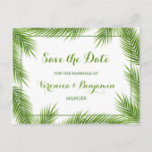 Palm laat tropisch strand bruiloft los, behalve de aankondigingskaart (Voorkant)