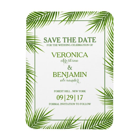 Palm laat tropisch strand bruiloft los, behalve de magneet (Verticaal)