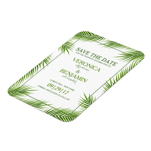 Palm laat tropisch strand bruiloft los, behalve de magneet (Linkerzijde)