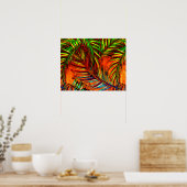 Palm Leaf Art Oerwoud Fire Edit Poster (Keuken)