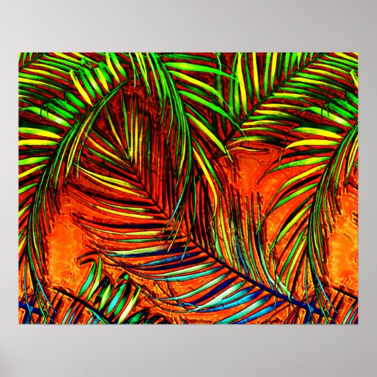 Palm Leaf Art Oerwoud Fire Edit Poster (Voorkant)