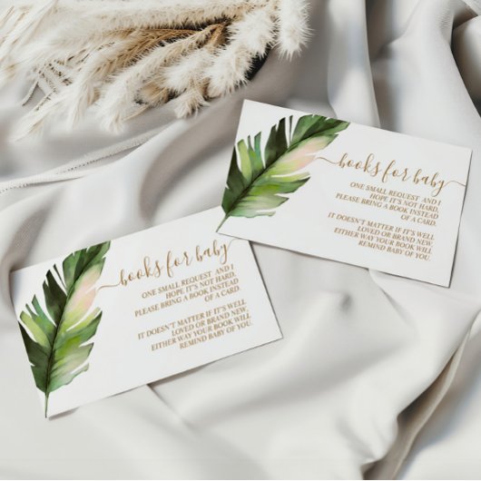 Palm Leaf Baby shower Book for Baby Enclosure Kaar Informatiekaartje