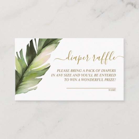 Palm Leaf Baby shower Diaper Raffle Enclosure Kaar Informatiekaartje (Voorkant)