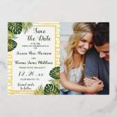 Palm Leaf Beach trouwfoto Save the Date Kaart (Voorkant)