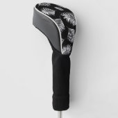 Palm Leaf Black White Tropical Patroon Golfheadcover (Schuin)