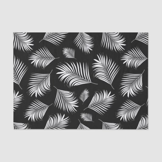 Palm Leaf Black White Tropical Patroon Tissuepapier (Voorkant)