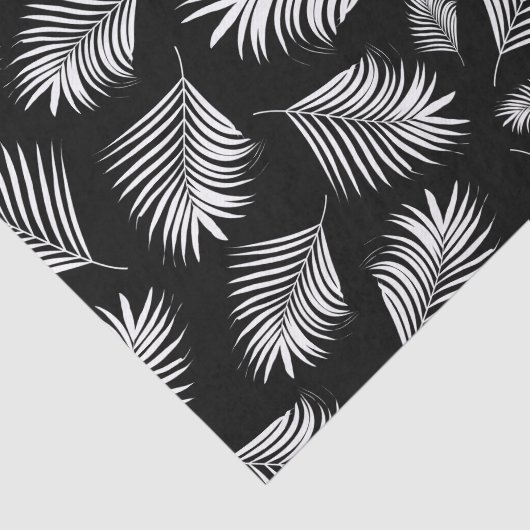 Palm Leaf Black White Tropical Patroon Tissuepapier (Detail)