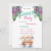 Palm Leaf Bloemen Ijscrèmes Verjaardagsfeest Kaart (Voorkant)