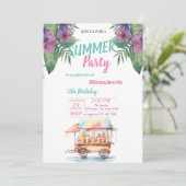 Palm Leaf Bloemen Ijscrèmes Verjaardagsfeest Kaart (Staand voorkant)