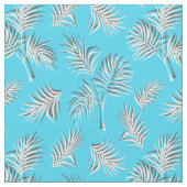 Palm Leaf Blue White Pattern Stof (Close Up)