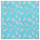 Palm Leaf Blue White Pattern Stof (Swatch)