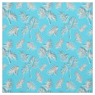 Palm Leaf Blue White Pattern Stof