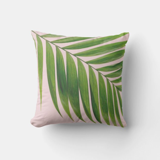 Palm Leaf Blush Pink Sierkussen (Voorkant)