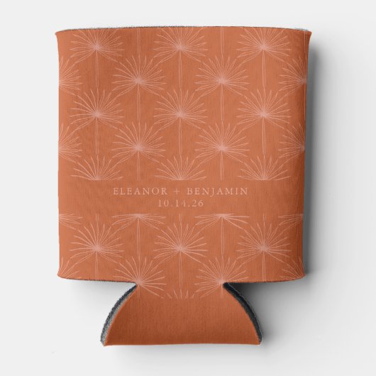 Palm Leaf Botanical Burnt Oranje Custom Wedding Blikjeskoeler (Voorkant)