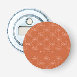Palm Leaf Botanical Burnt Oranje Custom Wedding Button Flesopener