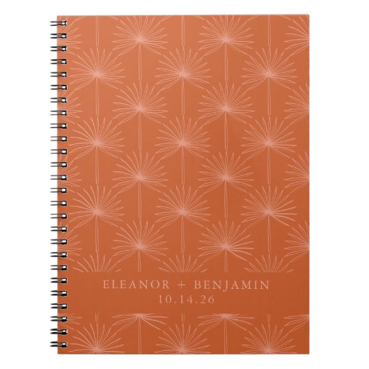 Palm Leaf Botanical Burnt Oranje Custom Wedding Notitieboek (Voorkant)