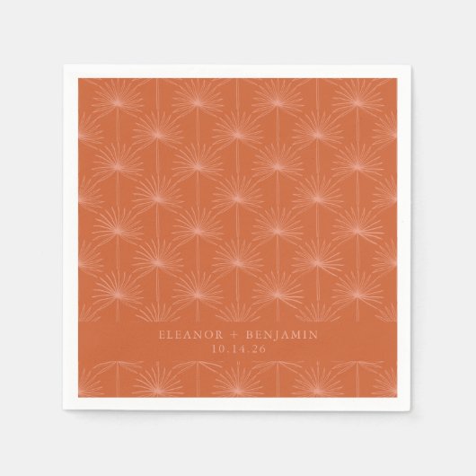 Palm Leaf Botanical Burnt Oranje Custom Wedding Servet (Voorkant)