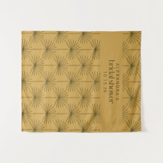 Palm Leaf Botanical Mustard Custom Vrijgezellenfee Wandkleed (Voorkant (horizontaal))